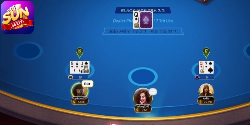 Black Jack Sunwin thông tin cụ thể trên bàn game 
